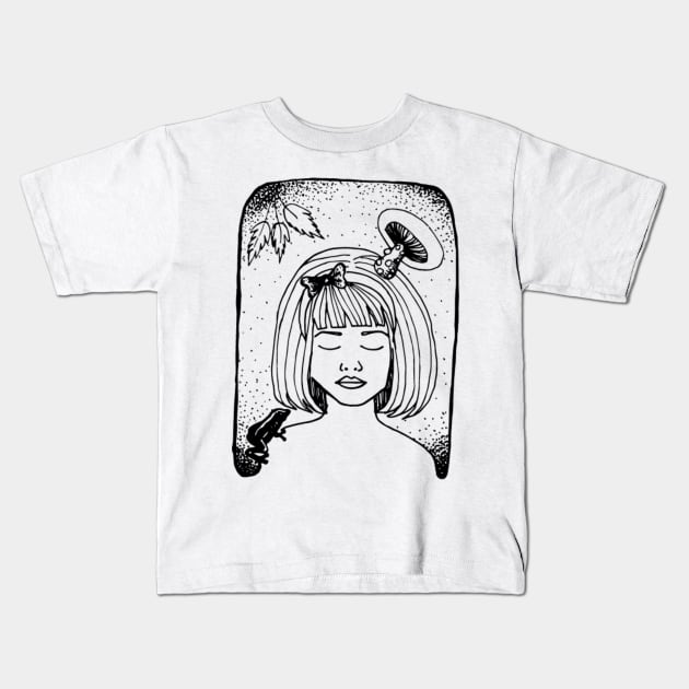 Nature Girl Illustration Kids T-Shirt by kuallidesigns